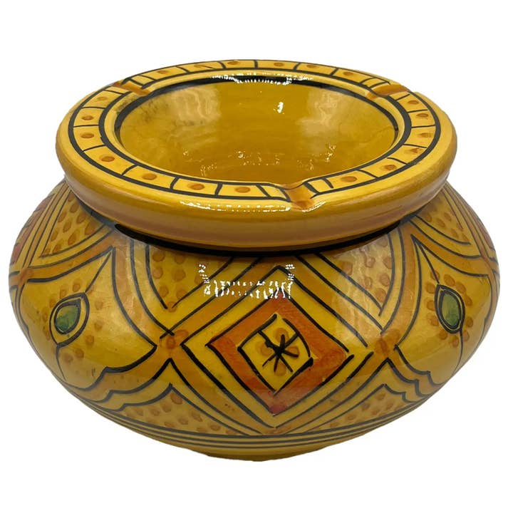 Cenicero Marroquí De Terracota Pintado A Mano Safi #88 para venta al por mayor de Etnico del Mondo