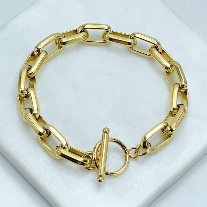 18 Karat vergoldetes Edelstahlarmband mit Federverschluss, 10 mm für den Großhandel von Luxus Accessories