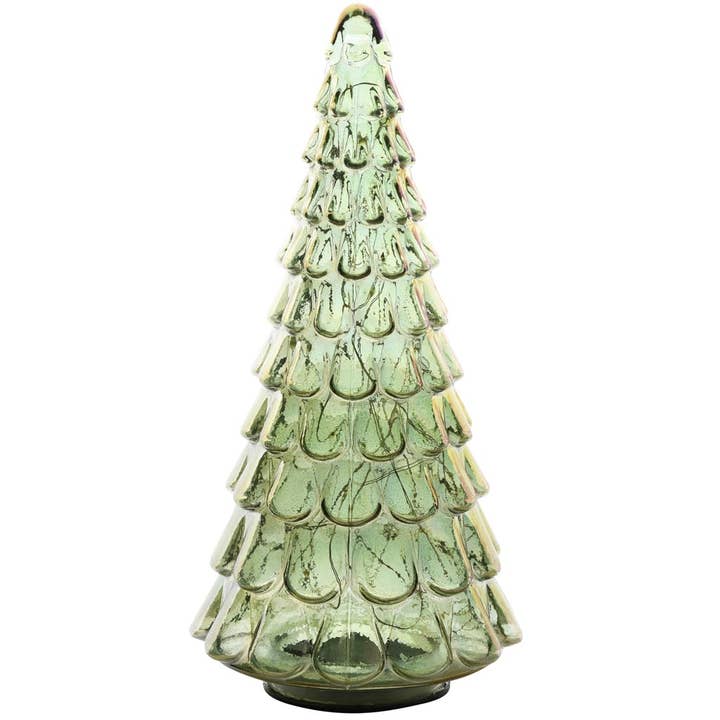 Dekorationsgran, grön, glas, LED, 15x15x33 cm för wholesale av Dekoratief