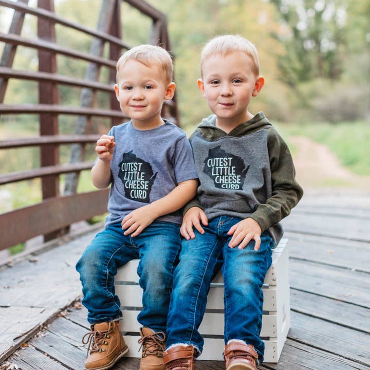 Greenleaf Designs - Wholesale Screen Printed T-Shirt - Kids - Cutest Little Cheese Curd Short-Sleeve Tee - Grey