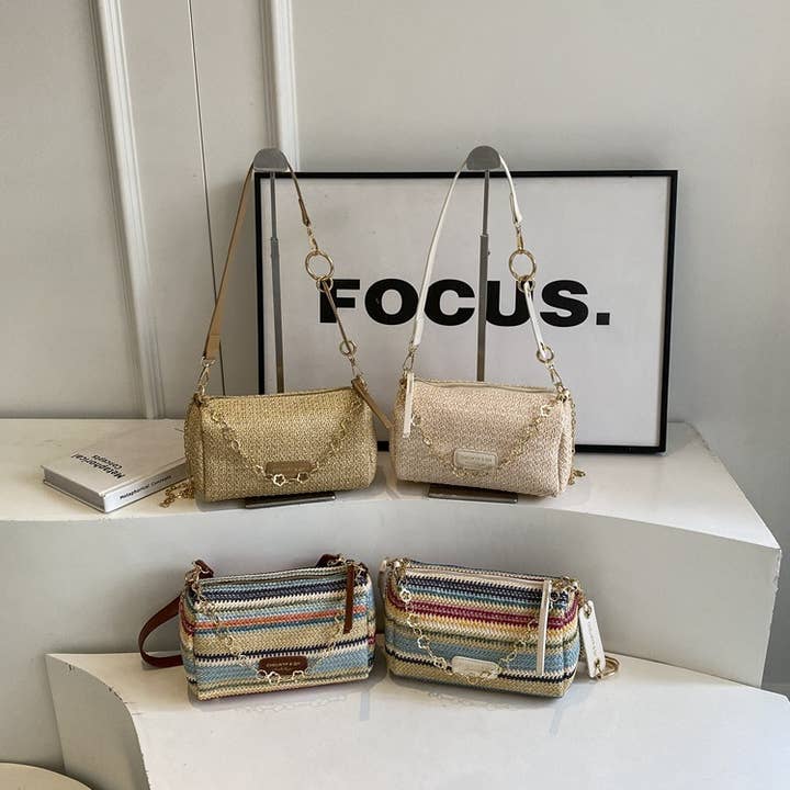 Beach Bag Crossbody Bags for Women Hand-Woven Straw Handbag for wholesale by wandf