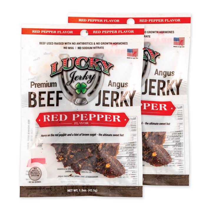 1.5oz Red Pepper Slab Jerky for wholesale by Nebraska Star Beef/Lucky Beef Jerky