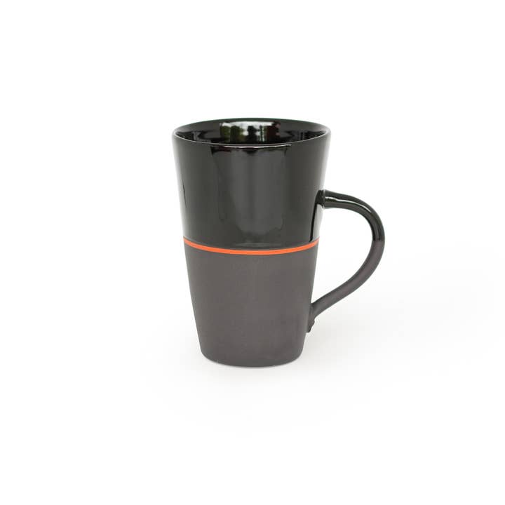 Ambit Tall Mug - Black / Rust Orange Line for wholesale by Sue Ure Maison