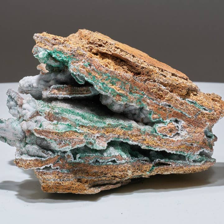 1.32 LB Large Musuem Geode Crystallized Chrysocolla & Malachite Specimen for wholesale by Malachite And More