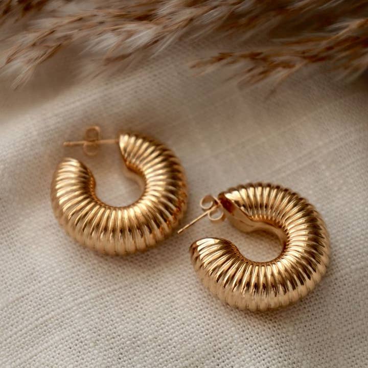 Chunky Ribbed Hoops for wholesale by Graceful Jewels co.