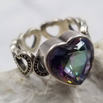 Colorful Crystal Heart Adjustable Ring for wholesale by The Pretty Jewellery