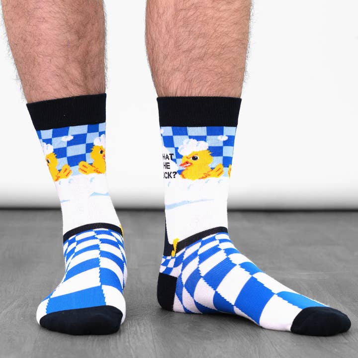 Sock Talk - Wholesale Socks - Men's - Men's Combed Cotton Crew Socks- Blue, What the Duck?3