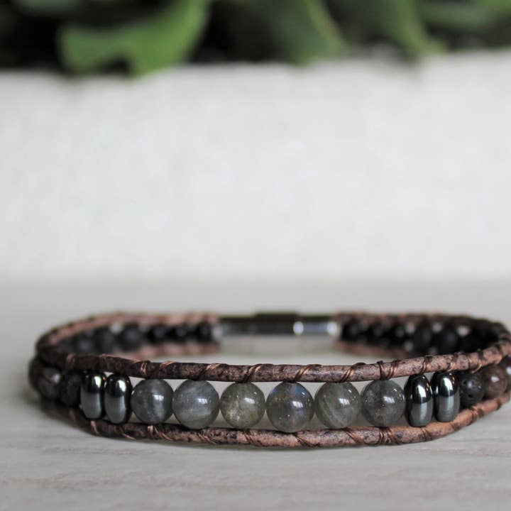 Labradorite Collection - Single Wrap Bracelet for wholesale by Woven Stone Co.