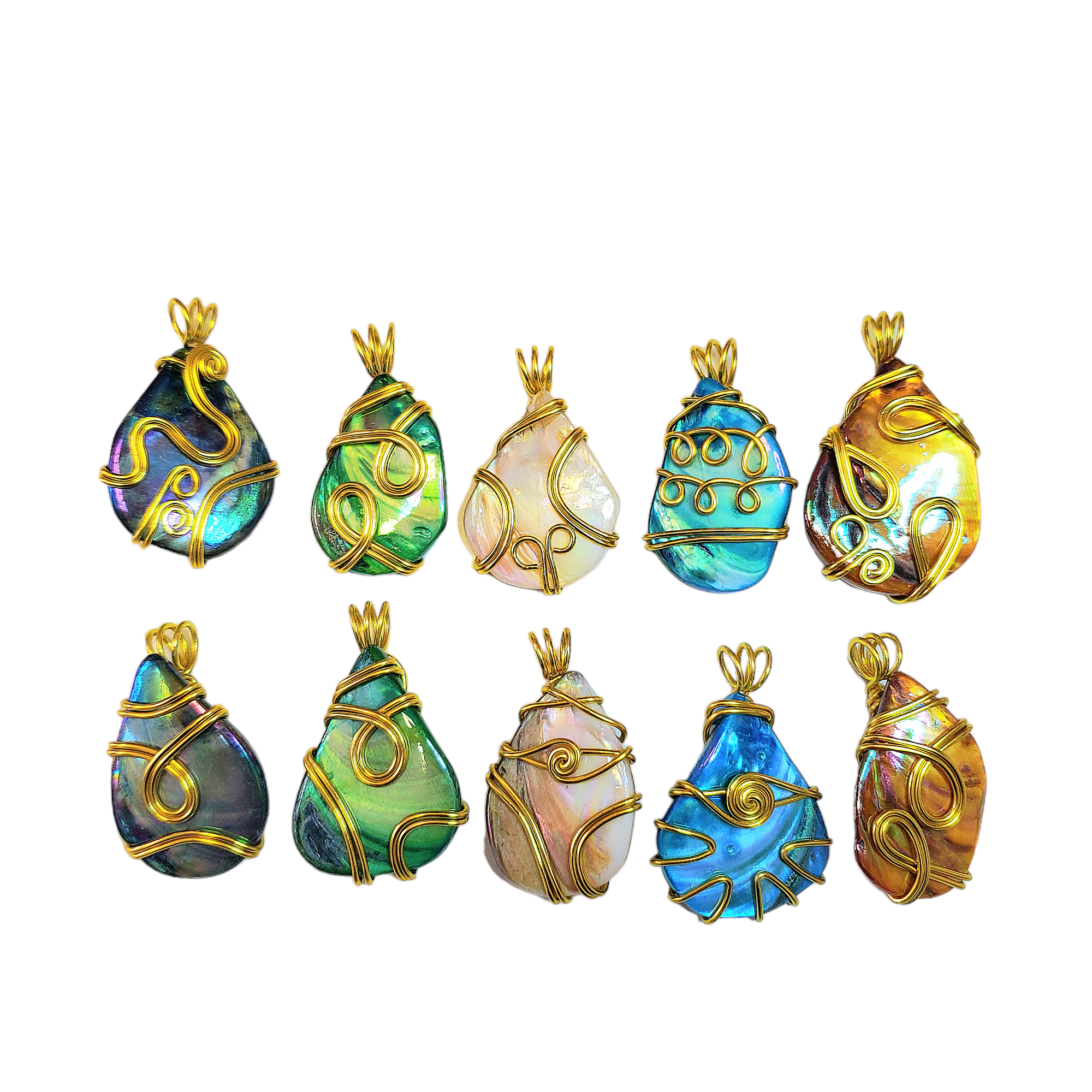 Different Branches - Venta al por mayor Abalorios/colgantes individuales - Colgantes únicos de concha envueltos en alambre, joyería artesanal6