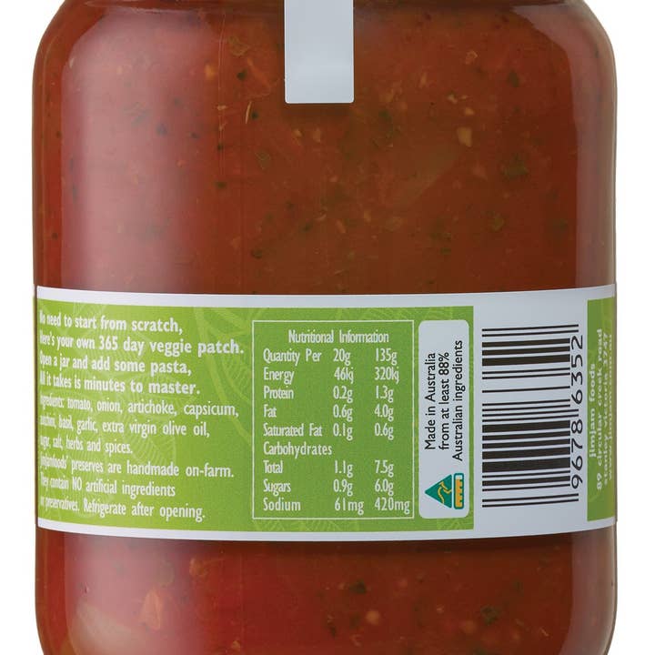 JimJam Foods - Wholesale Pasta sauce - Pasta Sauce Veggie Patch2