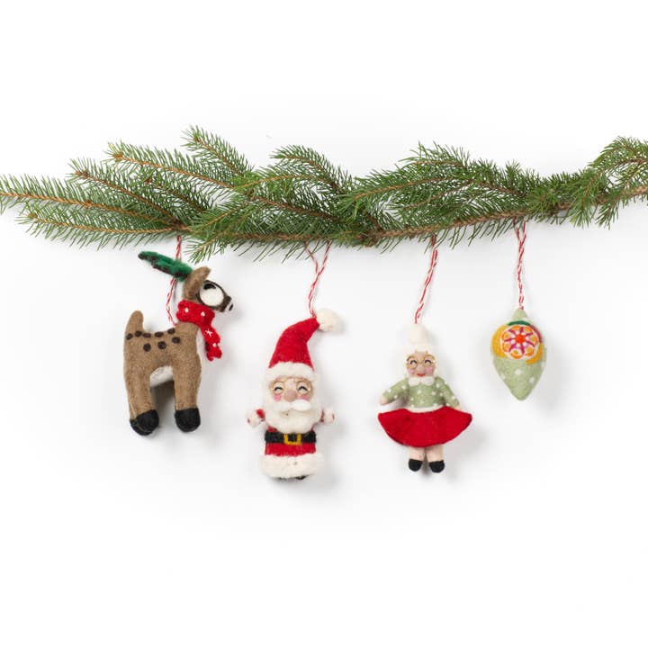 North Pole Wool Christmas Ornaments – Set of 4 for wholesale by Lost Horizons Knitwear – Ships from USA