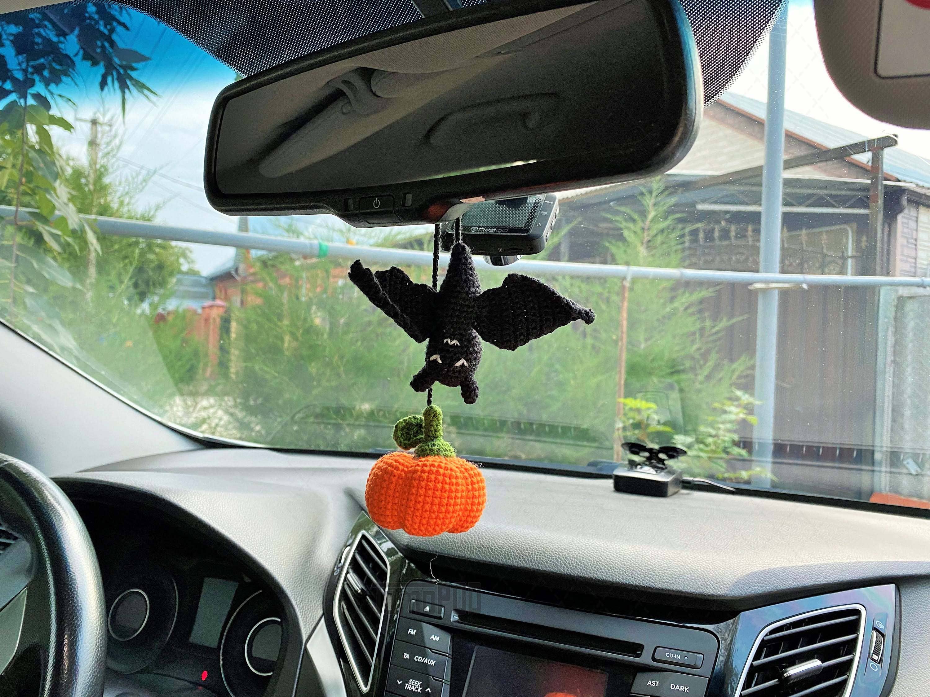 TOMOPOD LLC - Wholesale Car Decorative Charm - Unisex - Crochet Bat and Pumpkin Car Mirror Hanging, Halloween Decor8