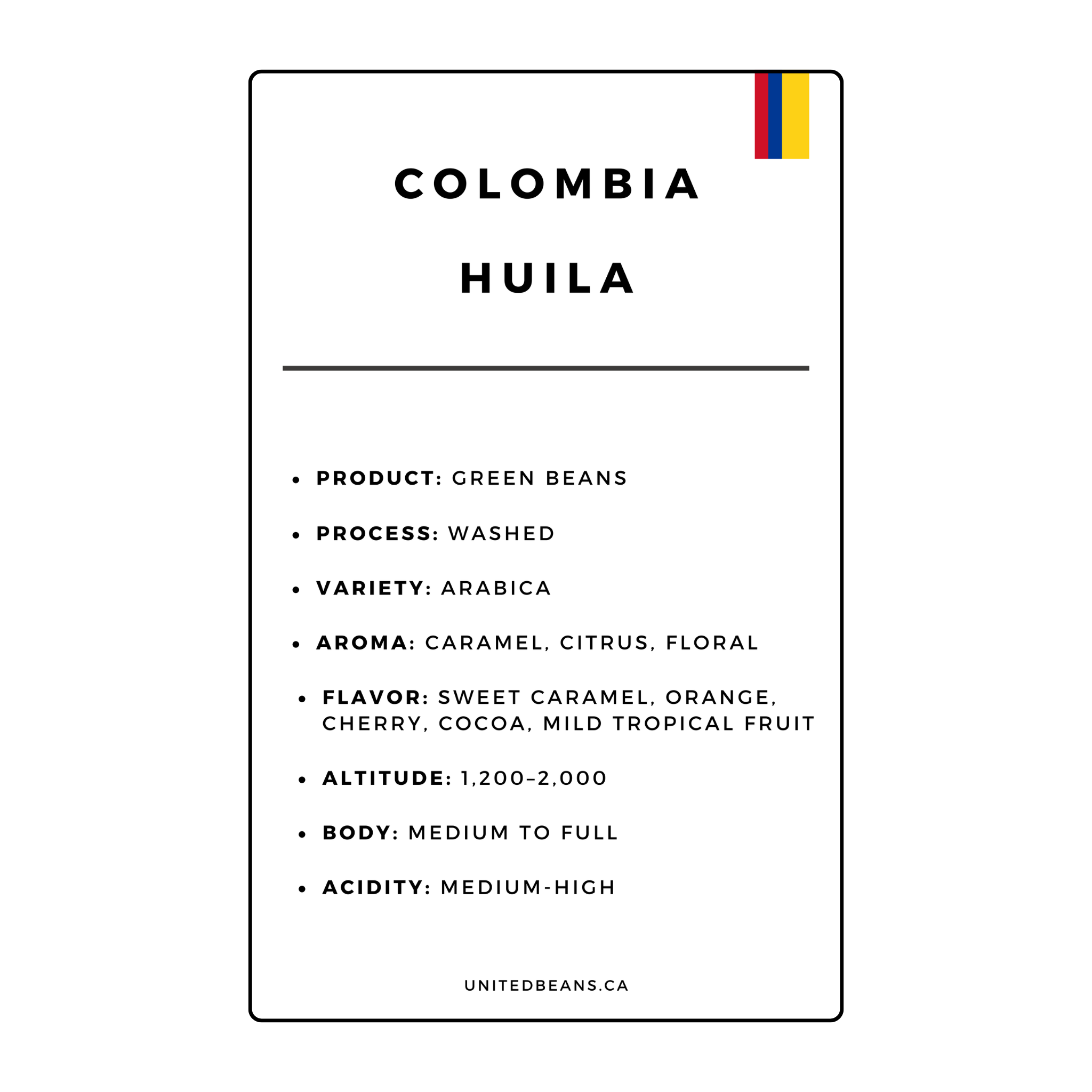 United Beans Coffee Roastery - Wholesale Coffee Beans - Green Coffee Beans | Colombia Huila2