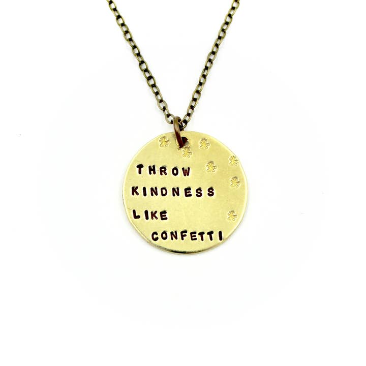 'Throw Kindness Like Confetti' Necklace for wholesale by Carruthers Jewelry