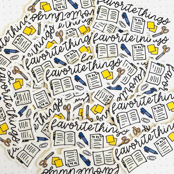 Favorite Things Office Supplies Vinyl Sticker for wholesale by Peanut Butter Taco