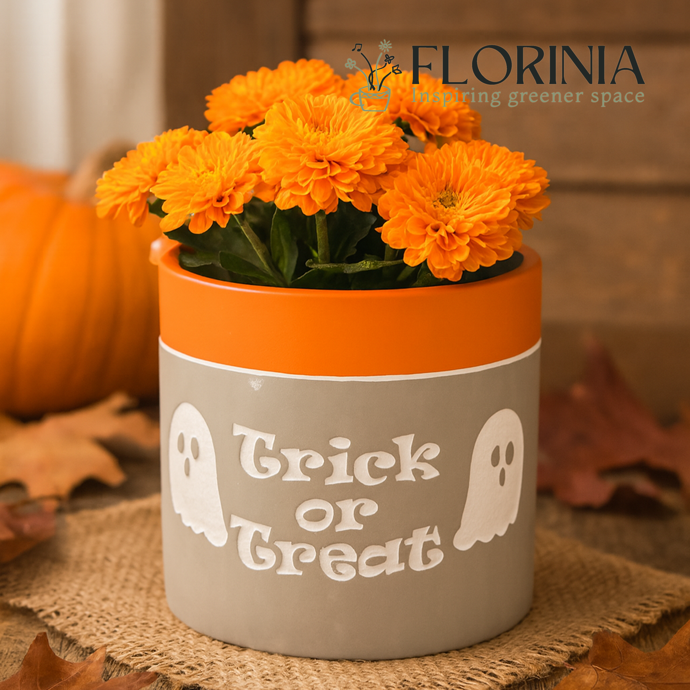 Florinia - Wholesale Plant Pot - “Trick or Treat” Concrete Pot with Ghost Motif – Planter or Votive10