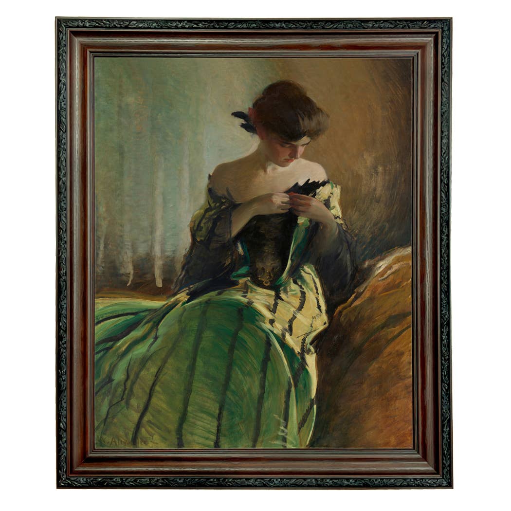 Madison Bay Co. - Historical Home Decor Reproductions - Vendita all'ingrosso Stampa artistica - Stampa su Tela Vintage di Donna in Abito Nero e Verde61