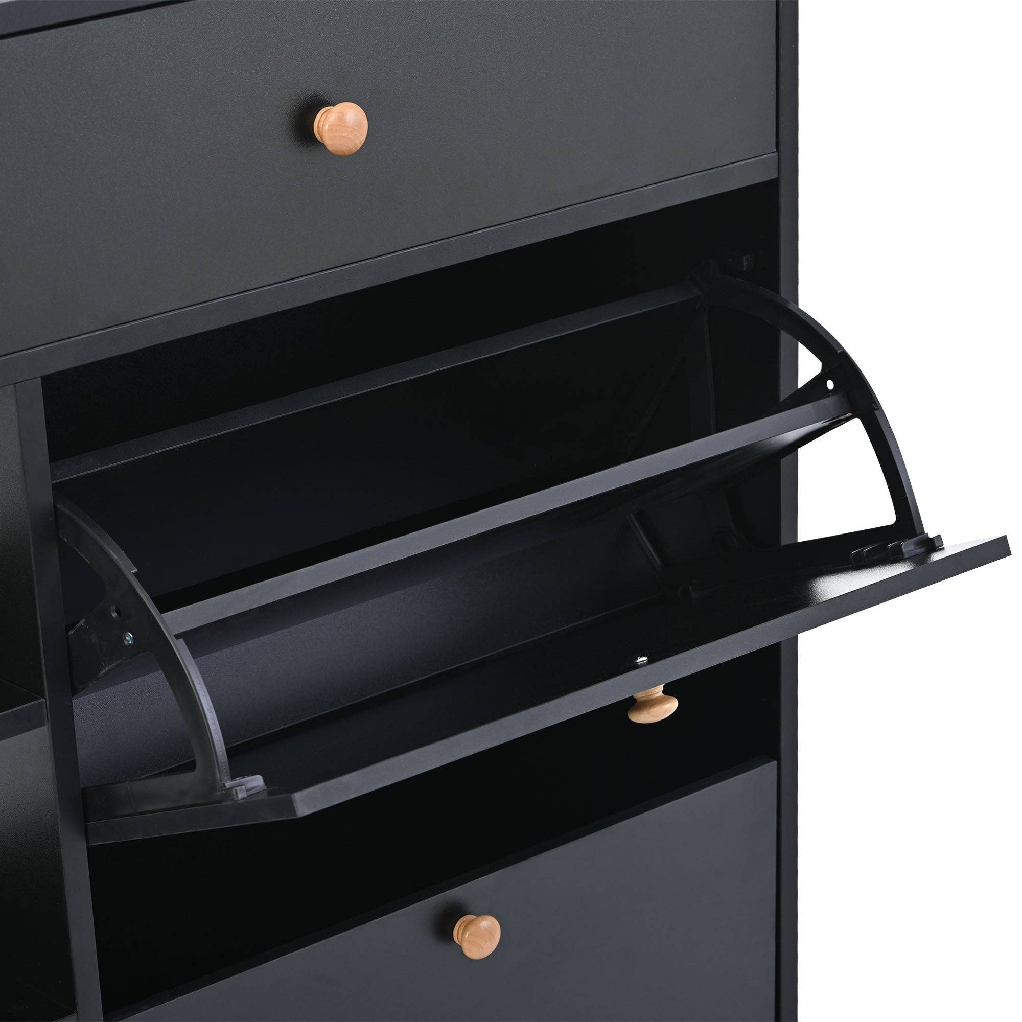 39F Inc. - Wholesale Shoe Rack - Modern Black Tipping Bucket Shoe Cabinet (4 Drawers, 2-Tier)14