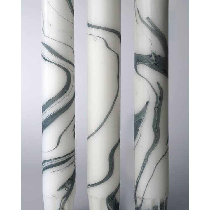 VelaVoo - Wholesale Tapered Candle/Candlestick - Marble Tapered Candles Grey White 1
