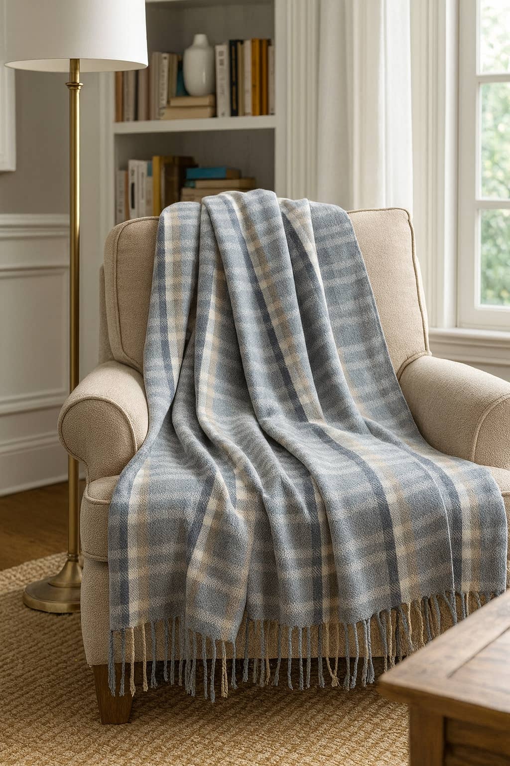 Fennco Styles - Vendita all'ingrosso Plaid - Coperta a Quadri Grigia con Nappe