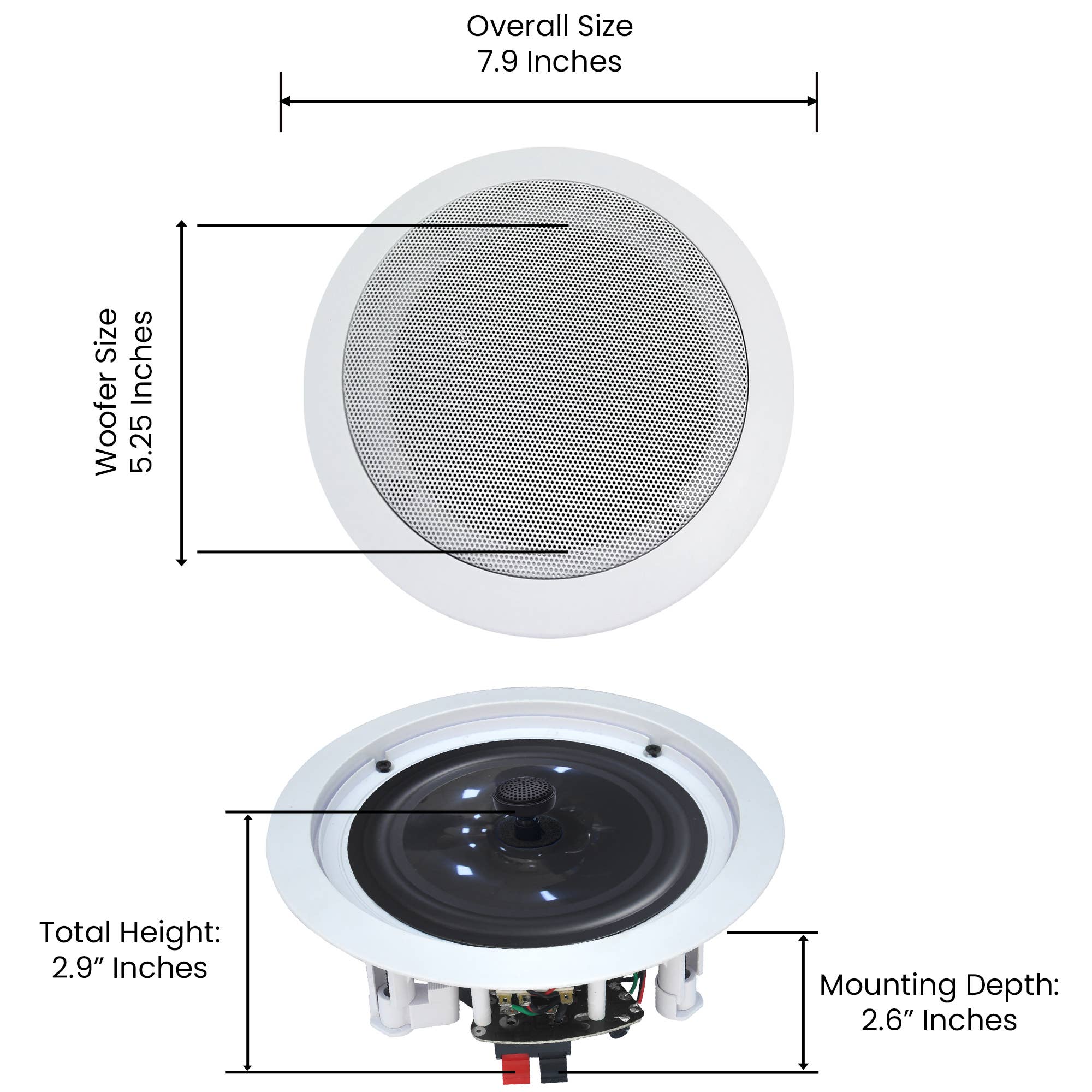 Technical Pro - Wholesale Speakers - 4 QTY of 5.25” Ceiling Speakers & 1000W Stereo Receiver2