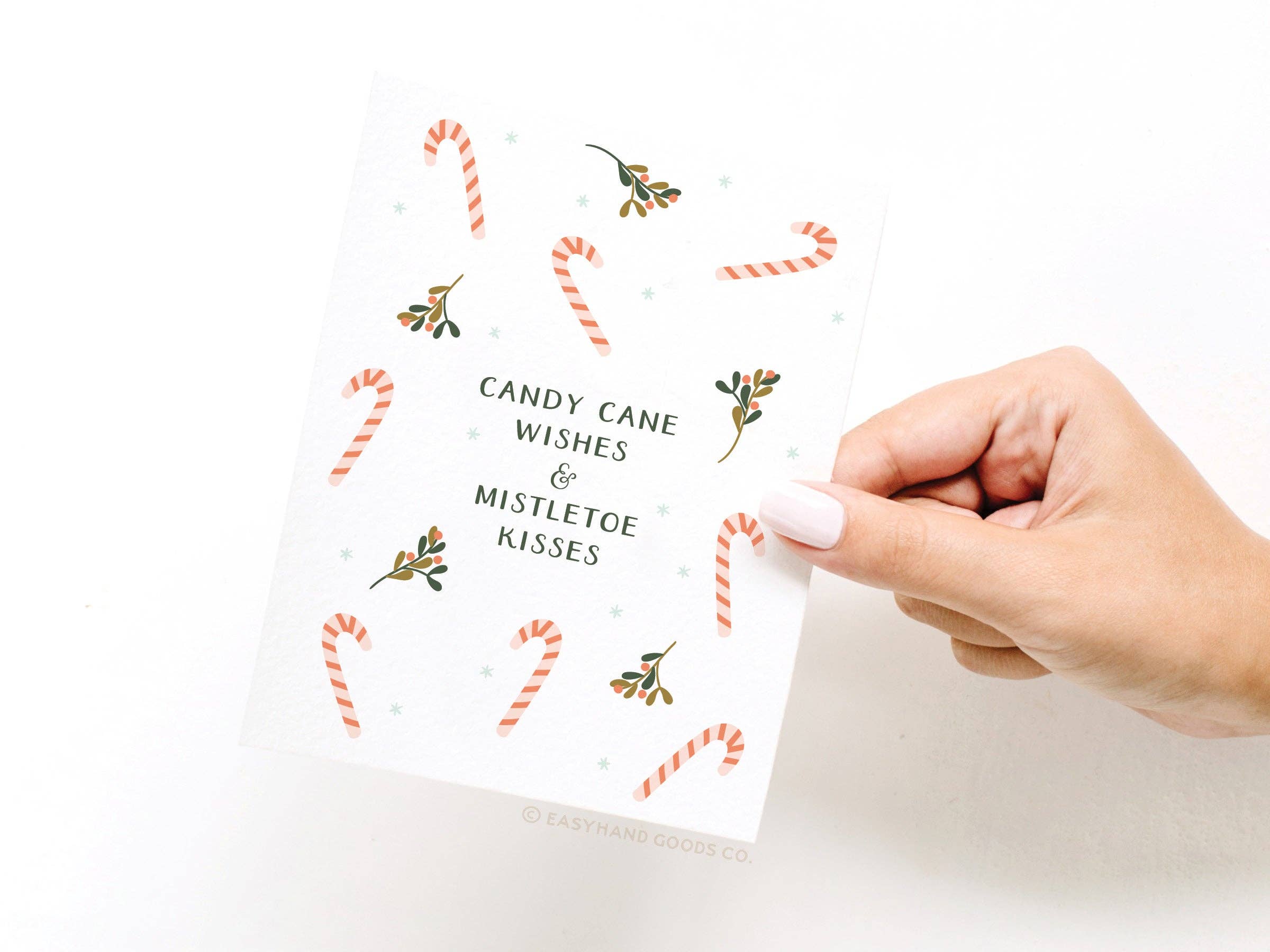 Easyhand Goods – formerly Onderkast – postal de Natal por atacado – Candy Cane Wishes & Visco Beijos Cartão2
