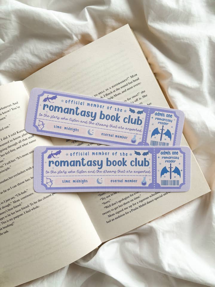 Romantasy Book Club Ticket Bookmark for wholesale by Fleurs on Sunday