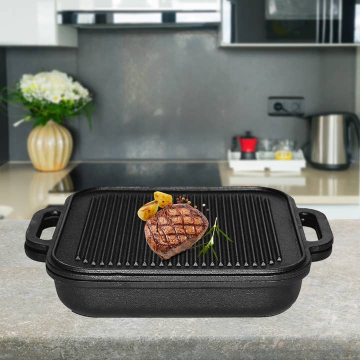 Style Asia - Wholesale Cast iron skillet - Jim Beam 3-in-1 Cast Iron Skillet w/double sided griddle6