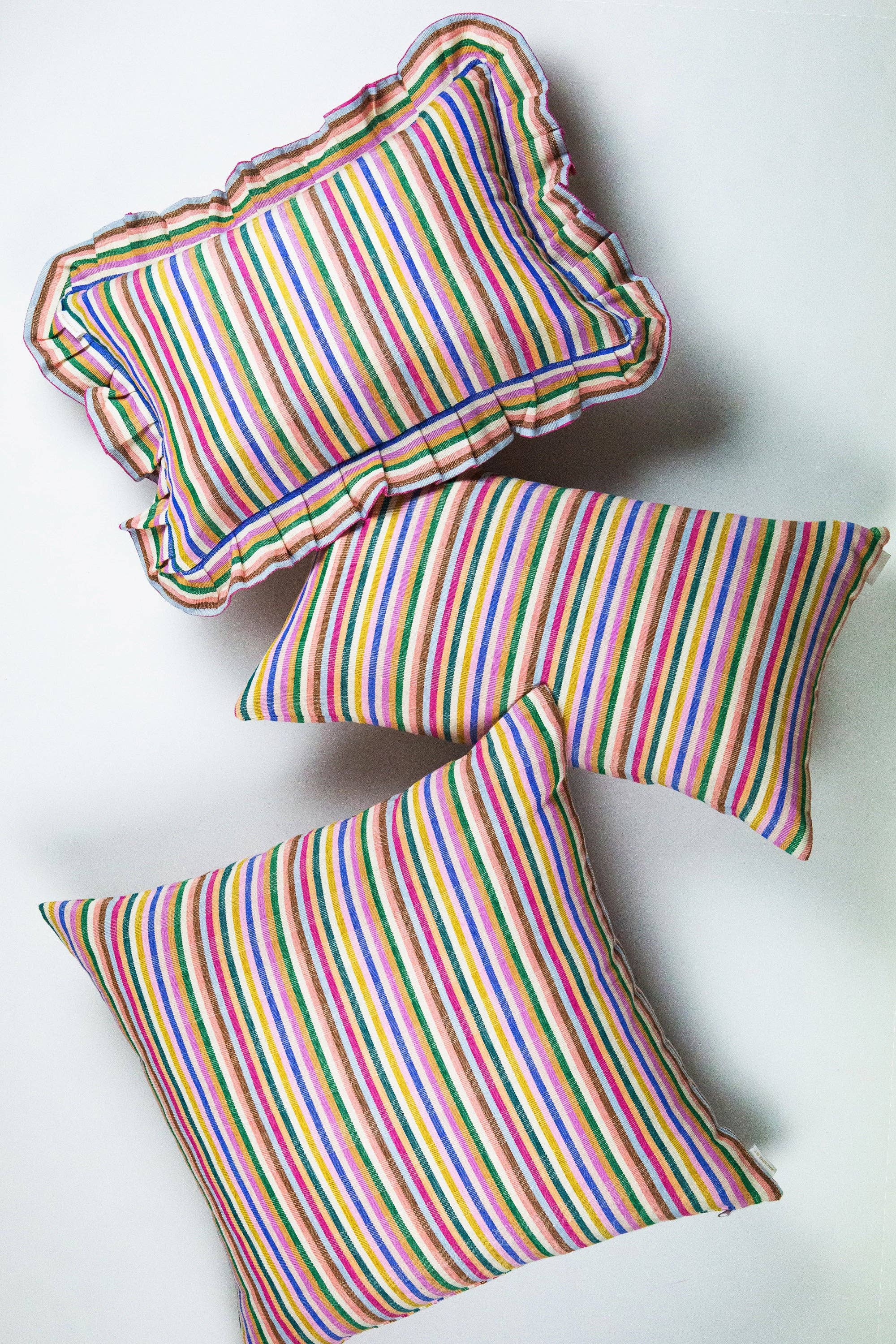 Archive NY - Wholesale Throw/Decorative Pillow - Valentina Ruffle Rainbow Stripe Pillow2
