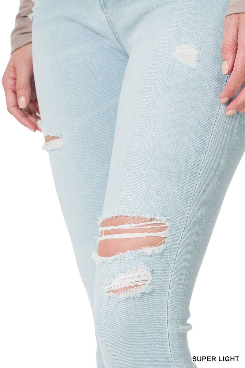 SUPER LJUS-134697 ...SC134697 DISTRESSED KNAPPGYLFS ANKELSKINNY JEANS för wholesale på Faire4