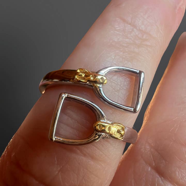 Westrian International - Wholesale Band/Stacked Ring - Equestrian Stirrup Iron Ring Sterling Silver Adjustable1