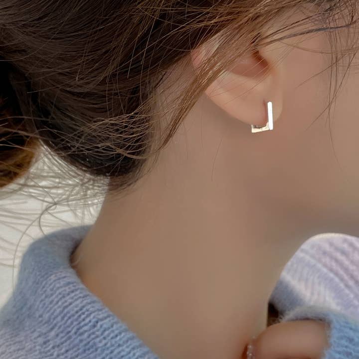 happyzzzsu - Wholesale Hoop Earrings - 925 Sterling Silver Square Hoop Earrings1