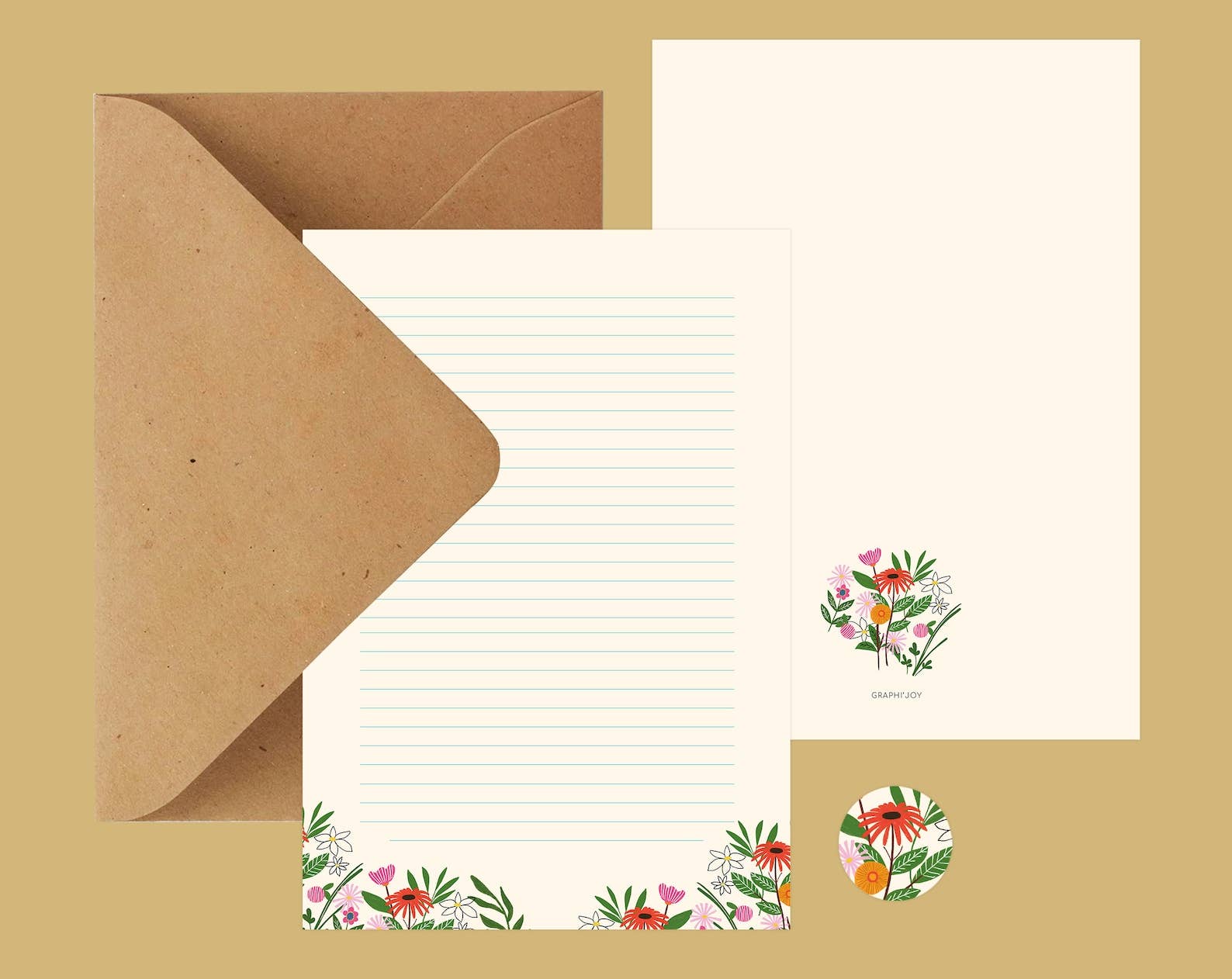 Graphijoy - Wholesale Stationery/Notecard Set - Floral letter paper3
