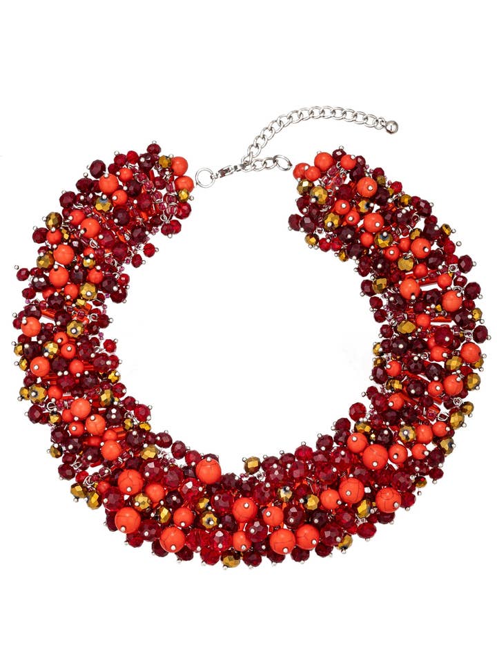 Harper Red Collar Statement Necklace for wholesale by Eye Candy Los Angeles