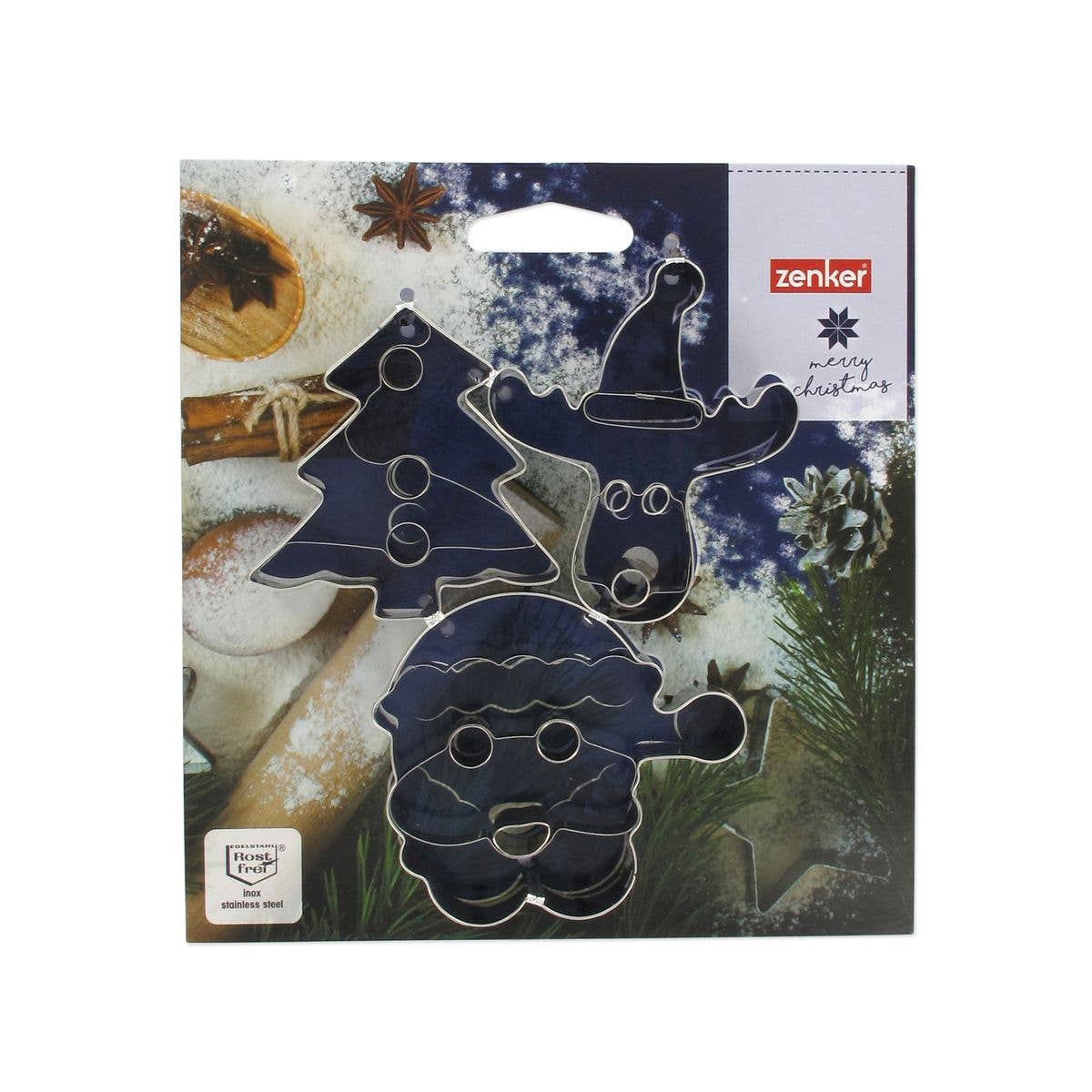 Zenker – wholesale Juldekoration – Uppsättning av 3 jul kaka cutters (jultomten, julgran, ren)5