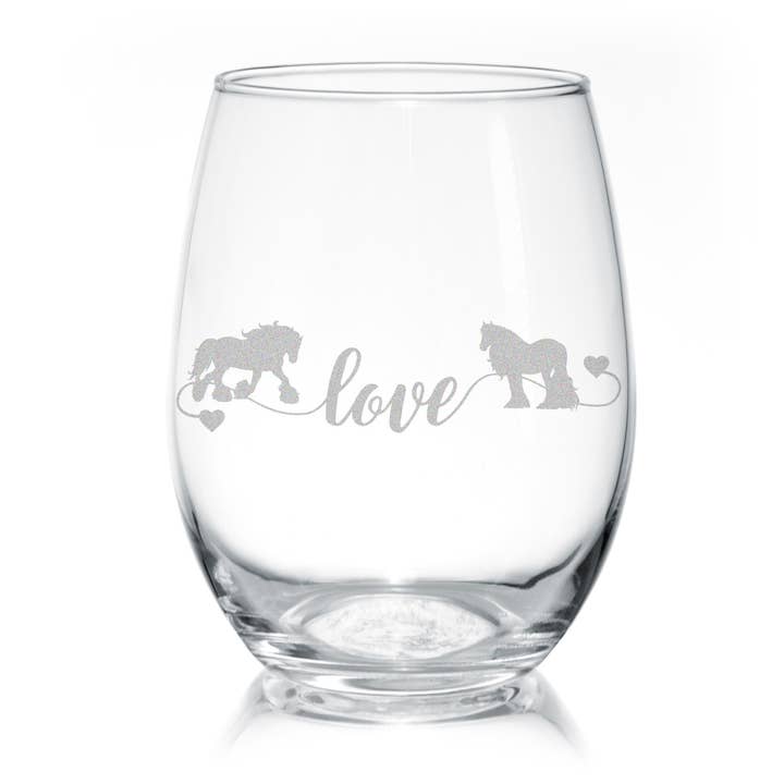 Gypsy Horse Love Stemless Wine Glasses for wholesale by Classy Equine