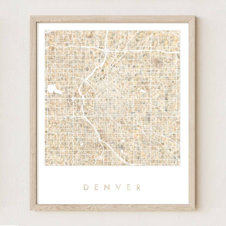 Denver Colorado Mapa Pintado ART PRINT por atacado de Turn-of-the-Centuries