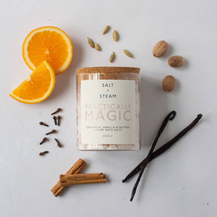 Salt + Steam - Wholesale Bath Salts - Practically Magic - Cinnamon & Vanilla Bath Salts 80g & 432g