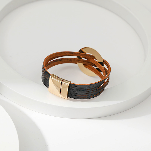 Pretty Persuasions - Vente Bracelet jonc - B22072 Bracelet en cuir PU à anneaux entrelacés8