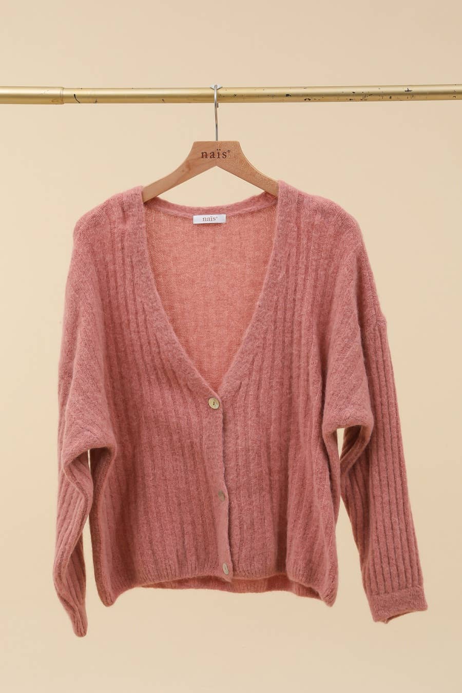 NAÏS PARIS - Vendita all'ingrosso Cardigan - Donna - Cardigan con bottoni a scollo a V in baby alpaca 45%6