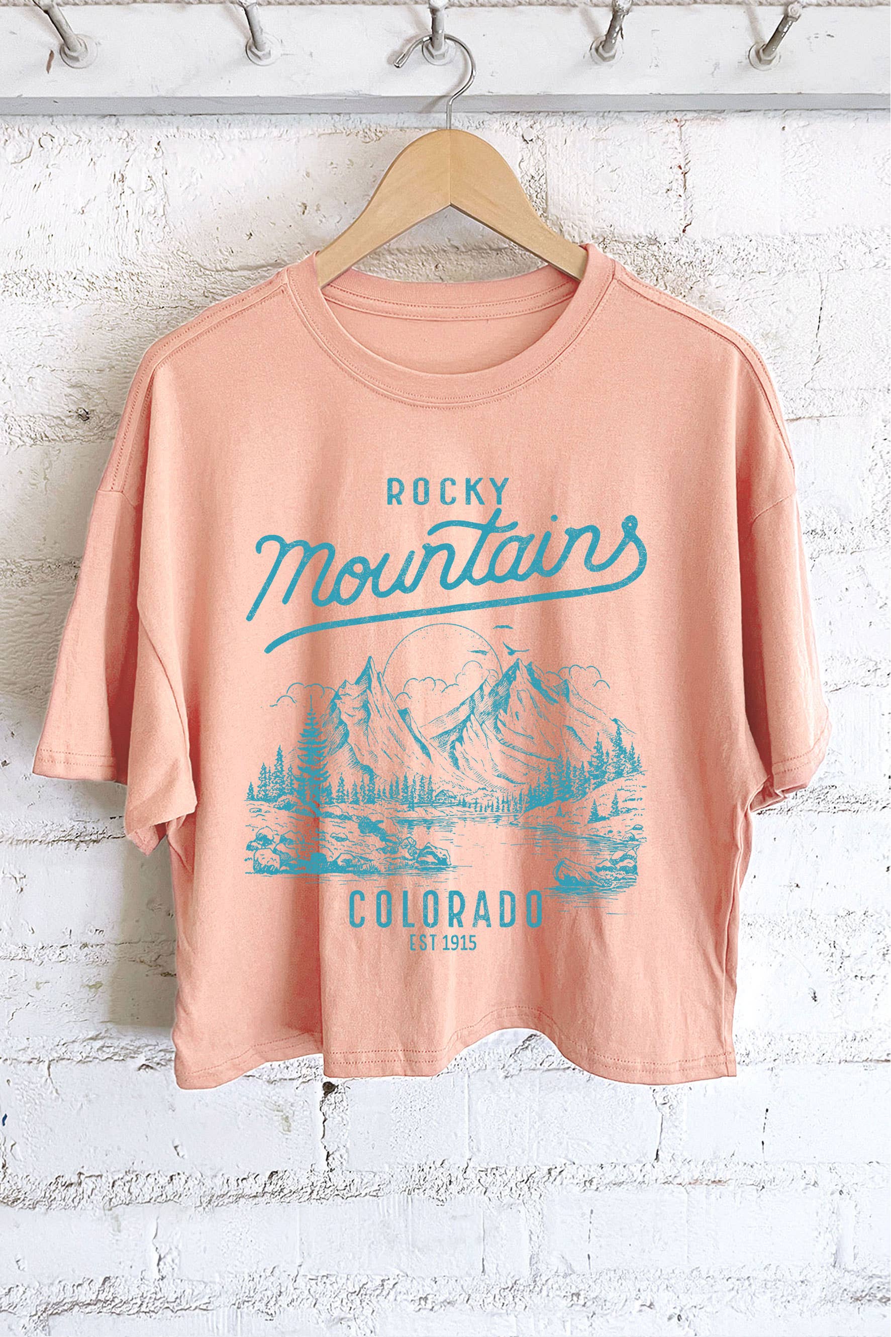 Rustee Clothing - Wholesale Screen Printed T-Shirt - Women's - ROCKY MOUNTAINS COLORADO GRAPHIC LONG CROP TOP 2
