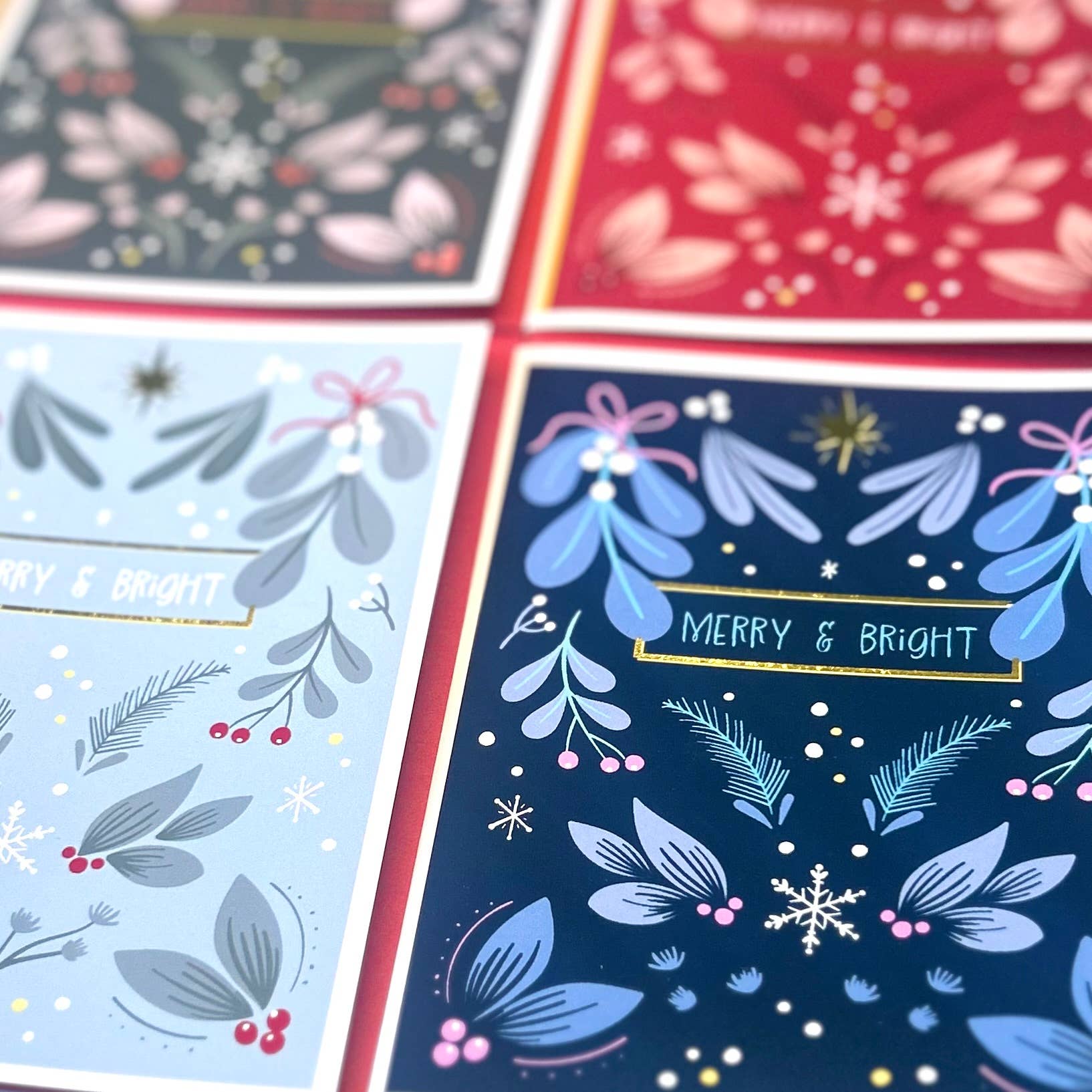 Wee Birdy – Großhandel Weihnachtskarte – 4er-Pack Weihnachtskarten mit Goldfolie2