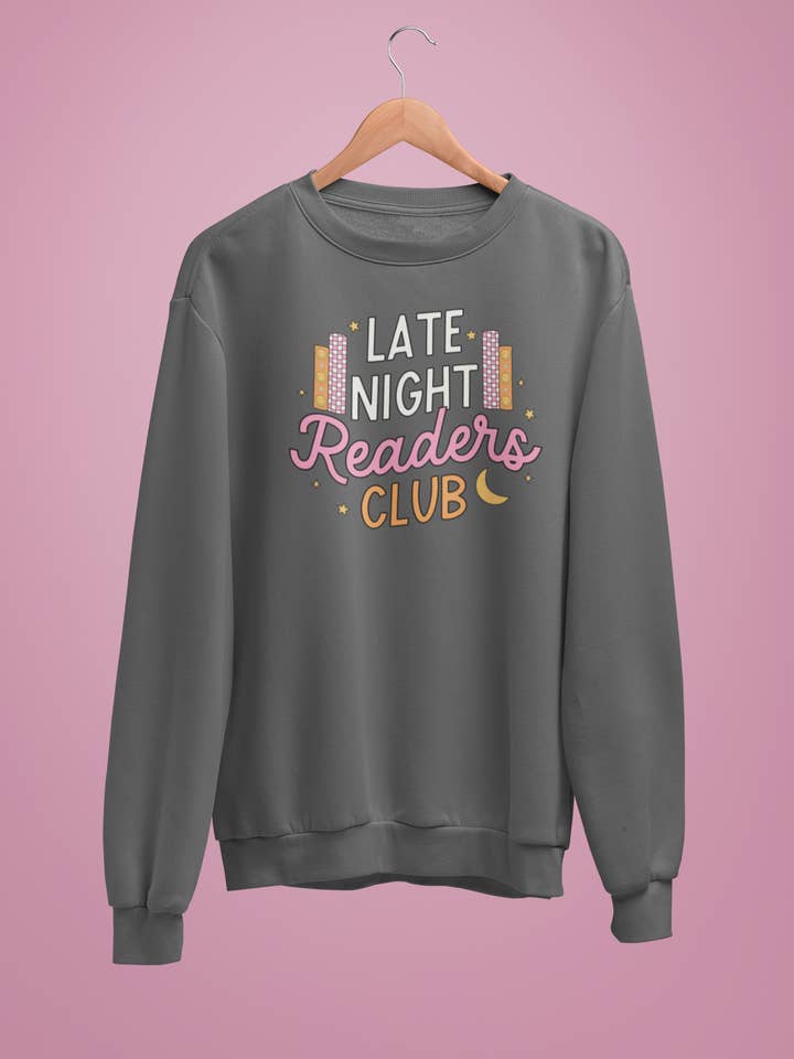 Late Night Readers Club Graphic Crewneck for wholesale by YellowBridge