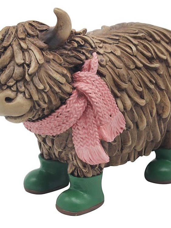 LP76105 - Hughie Highland Cow In Wellies for wholesale by David Fischhoff Ltd