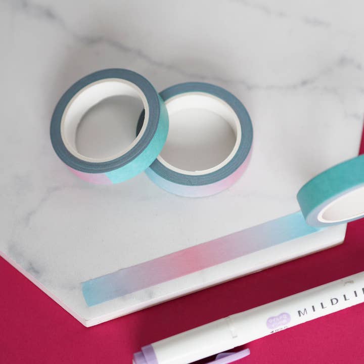 Nutmeg and Arlo - Wholesale Washi Tape - Cool Blue Ombre Gradient Washi Tape2