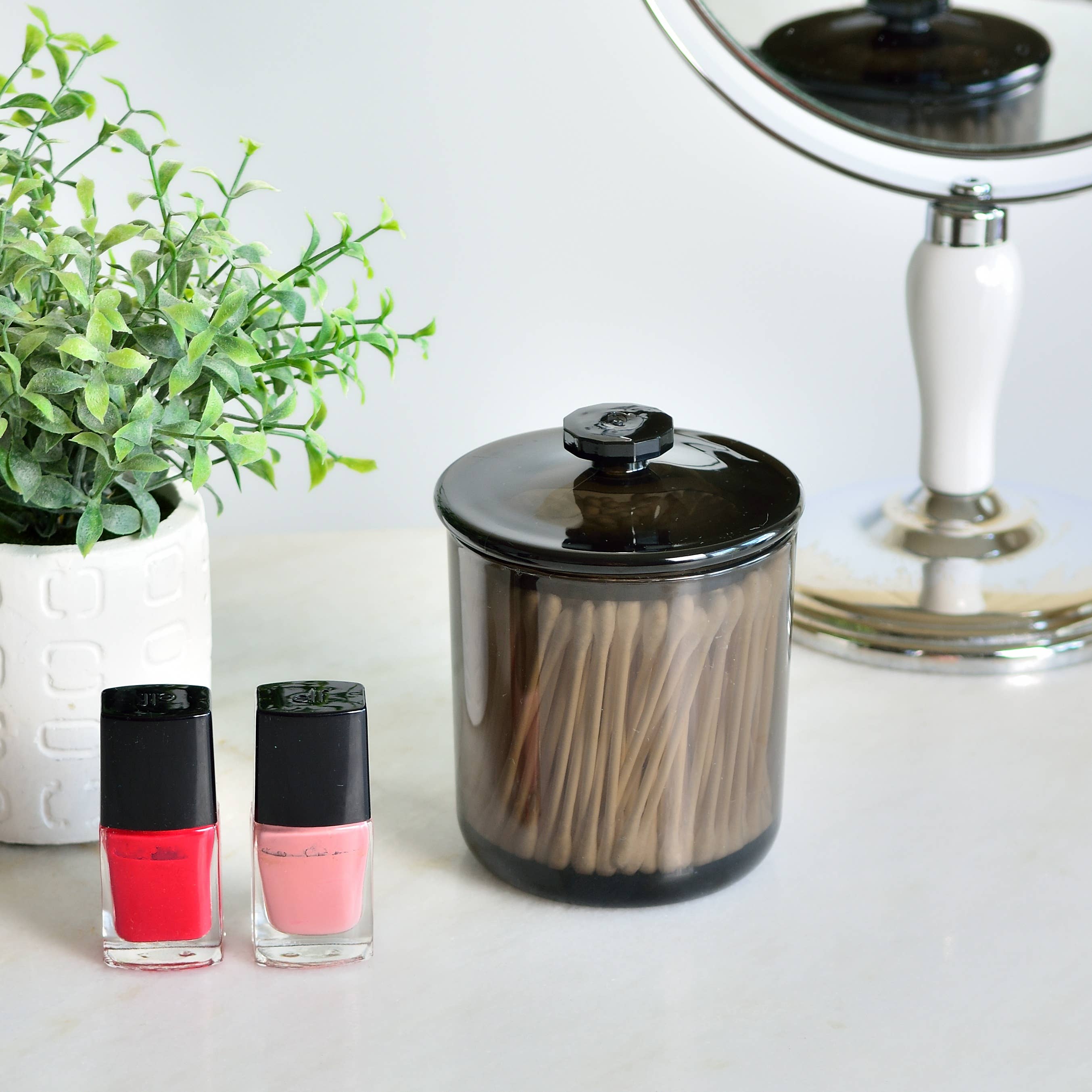 Youngever - Vente Bocal d'apothicaire - Youngever Lot de 2 bocaux d'apothicaire en plastique noir de 15 oz - Noir3