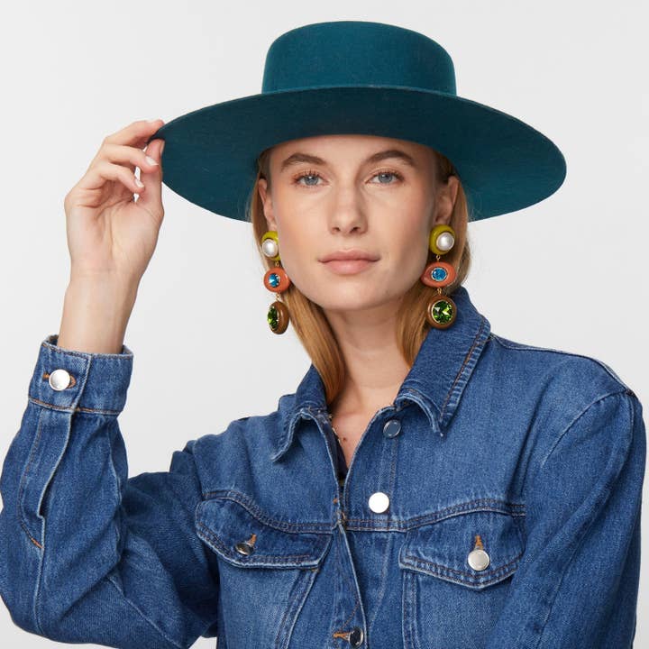 Lele Sadoughi - Wholesale Fedora - Women's - Teal Michelle Wool Hat3