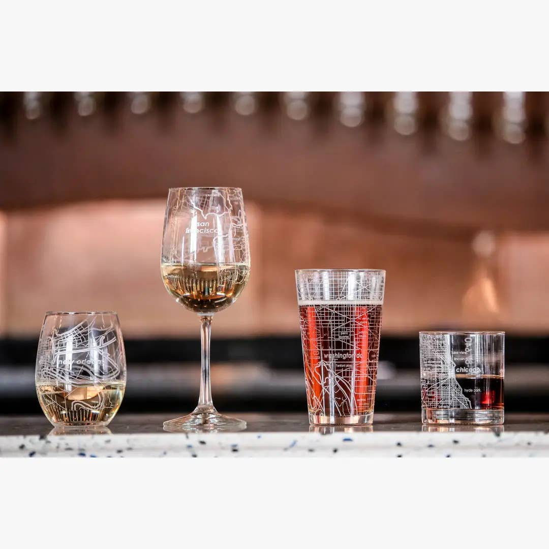 Well Told - Wholesale Drinking Glass/Cup - Santa Fe, NM City Map - Etched Whiskey Rocks Glass6