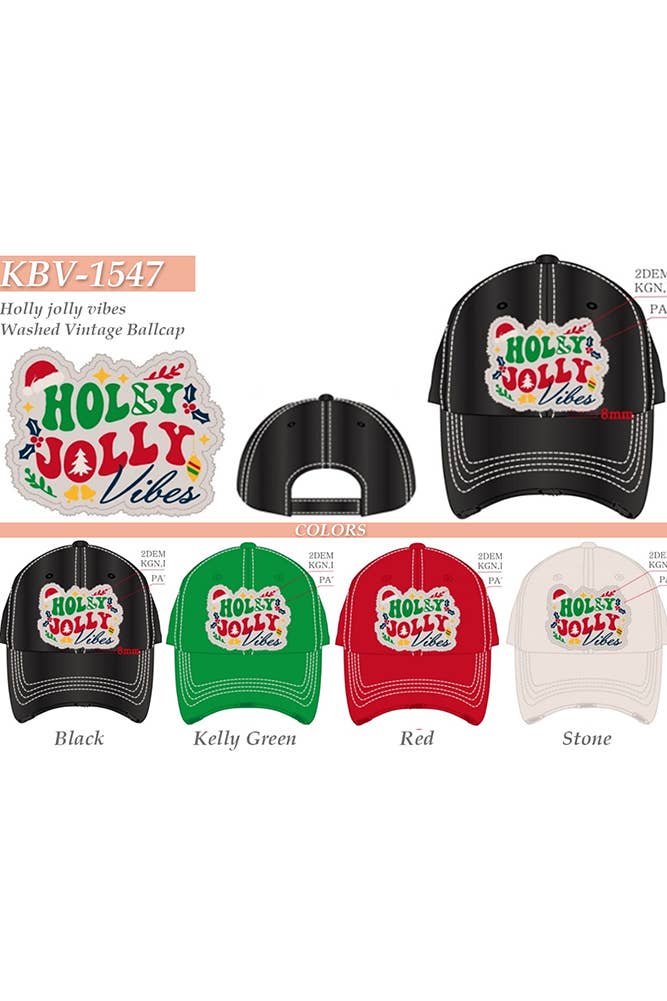 Hana - Wholesale Baseball Cap - Women's - HOLLY JOLLY VIBES Christmas Washed Vintage Baseball Cap4