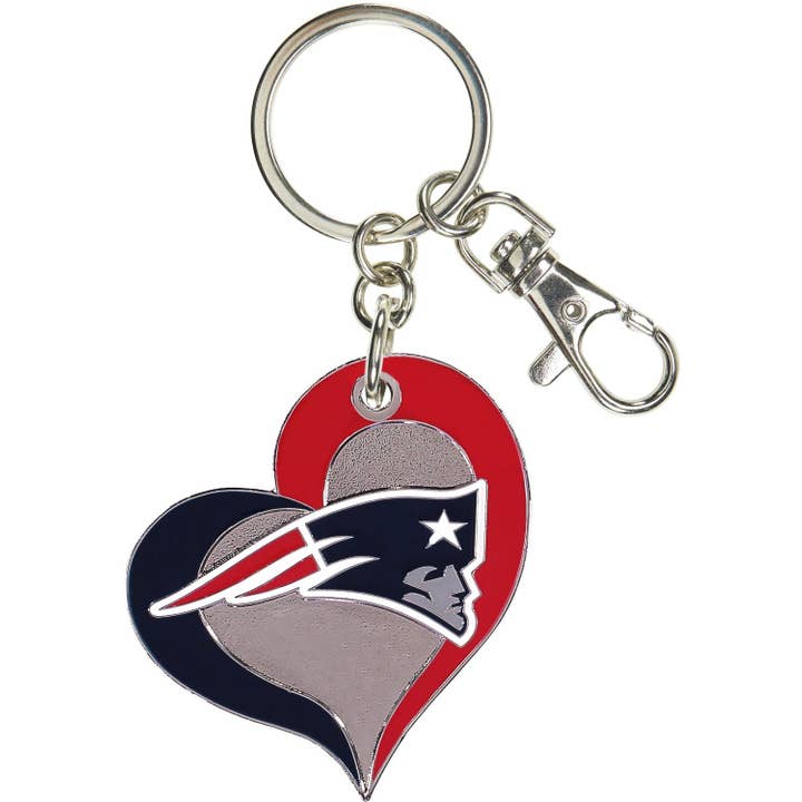NFL New England Patriots Swirl Heart Keychain for wholesale by Aminco USA